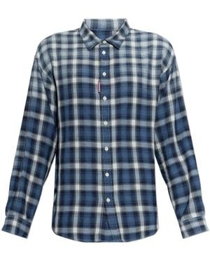 DSquared² Klassiek Geruit Shirt Met Verlaagde Schouders - Blauw