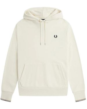 Fred Perry Felpa con cappuccio e zip vestibilità regolare - Bianco