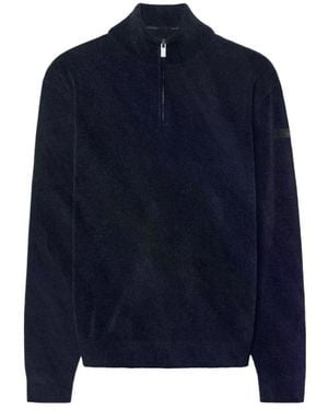 Rrd Samt-Pullover Mit Halbem Reißverschluss - Blau