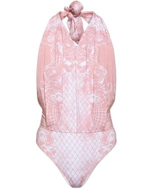 Balmain Gedrukte Lycra Zwempak - Roze