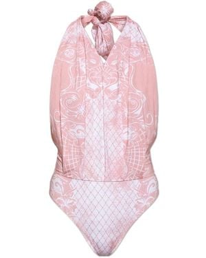 Balmain Gedrukte Lycra Zwempak - Roze