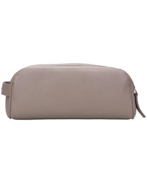 Orciani Beauty-Case Aus Genarbtem Leder - Grau