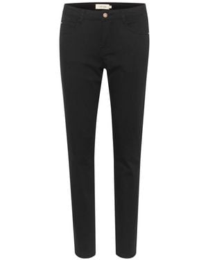Cream Slim-Fit Trousers - Black