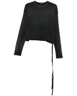 Ann Demeulemeester T-Shirt Met Ribbels En Strikdetail - Zwart