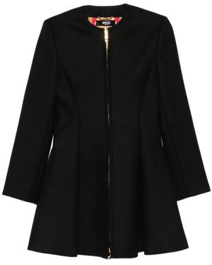 Versace Jassen ,Zwart ,Leer Zwarte Uitlopende Jas