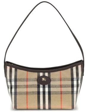 Burberry Elegante Leren Schoudertas Met Rits - Bruin