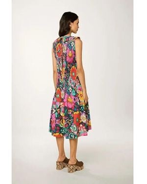 Manoush Blumiges midi-kleid mit claudine-kragen oush - Weiß