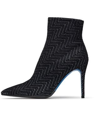 Loriblu Schoenen ,Zwart ,Geometrisch Patroon Zwarte Velvet Enkellaarsjes