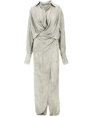 ANDAMANE Kleedjes ,Grijs ,Katoen Paloma Maxi Blousejurk