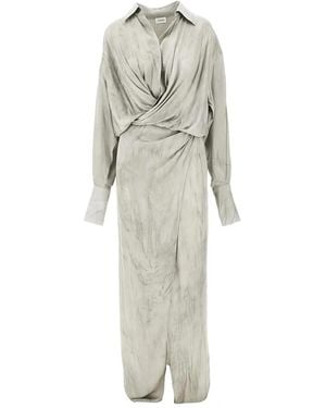 ANDAMANE Kleedjes ,Grijs ,Katoen Paloma Maxi Blousejurk