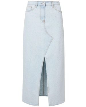 MSGM Leichter Denim Midi Rock - Blau