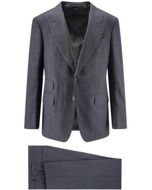 Tom Ford Prince Of Wales Check Einreiher-Anzug - Grau