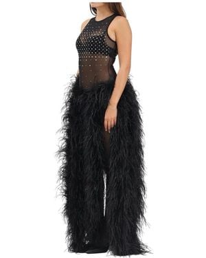 alma sanchez Body-Kleid Mit Federn - Schwarz