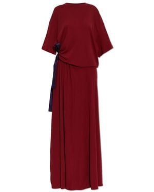 Balenciaga Maxikleid Mit Drapiertem Taillenband - Rot