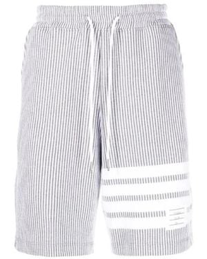 Thom Browne Korte Broeken ,Grijs ,Katoen Gestreept Bermuda Shorts - Wit
