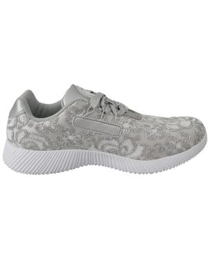 Philipp Plein Silberne Blumen Sneakers - Grau