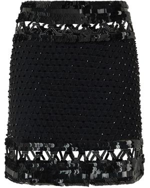 Alberta Ferretti Rokken ,Zwart ,Tule Ricamato Tulle Beaded Miniskirt