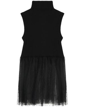 RED Valentino Truien & Vesten ,Zwart ,Wol Gebreide Kanten Tanktop