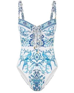 CAMILLA Badmode ,Veelkleurig ,Lace Up Underwire One Piece Badpak - Blauw