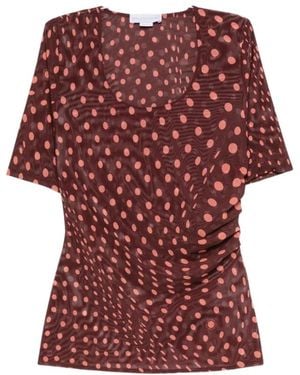 Stella McCartney Tops ,Rood ,Denim Scoop Neck Top