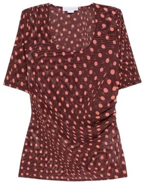 Stella McCartney Tops ,Rood ,Denim Scoop Neck Top