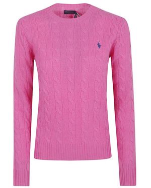 Polo Ralph Lauren Lila Zopfmuster Pullover - Pink