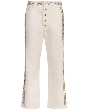 Rabanne Ausgestellte jeans mit strass und fransensaum - Natur