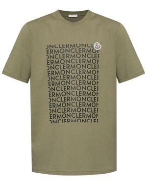 Moncler Grünes crew neck t-shirt mit logo