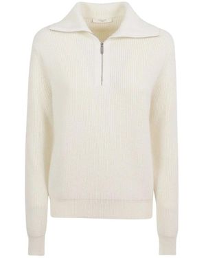 Zanone Truien & Vesten ,Wol Half-Zip Trui - Wit