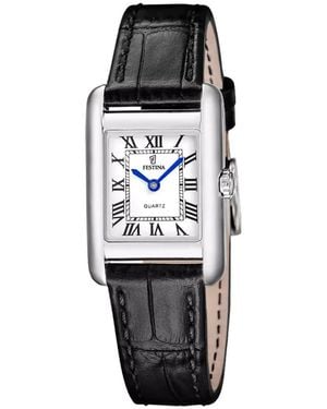 Festina Accessoires ,Zwart ,Leer Ronde Horloge