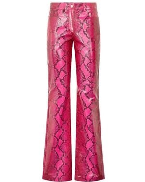 Roberto Cavalli Shiny Python-Print Trousers - Pink