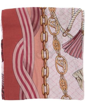 Twinset Sjaal Met Franjes En Bloemenprint - Roze