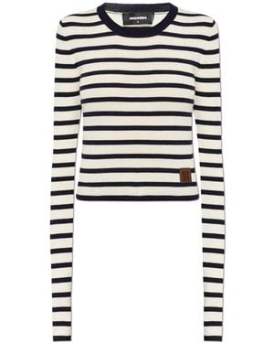 DSquared² Truien & Vesten ,Zwart ,Wol Wol Trui Met Streepjespatroon