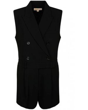 Michael Kors Schwarzer kurzer jumpsuit mit doppelreihiger knopfleiste