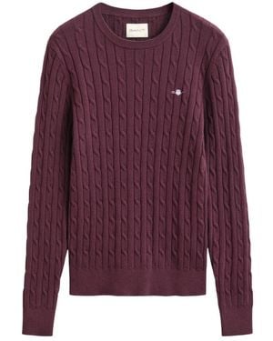 GANT Truien & Vesten ,Rood ,Katoen Stretch Cotton Cable Knit Crew Neck Sweater - Paars