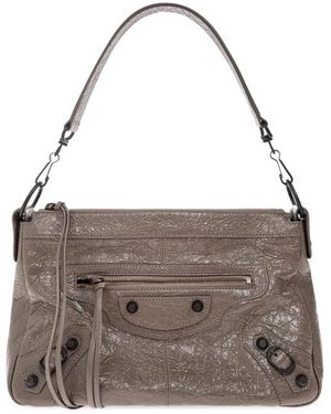 Balenciaga Tassen ,Bruin ,Leer Le City Moto Small Schoudertas - Grijs