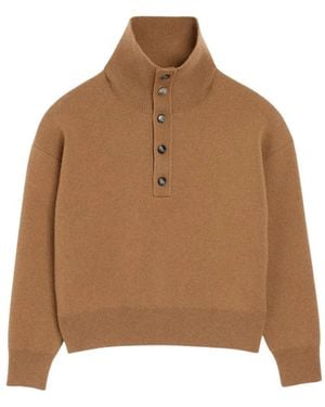 Ami Paris Pullover Mit Hohem Kragen - Braun