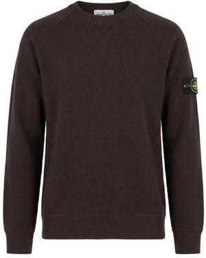 Stone Island Truien & Vesten ,Bruin ,Wol Trui Met Logopatch En Raglanmouwen