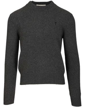 Ami Paris Round-Neck Knitwear - Black