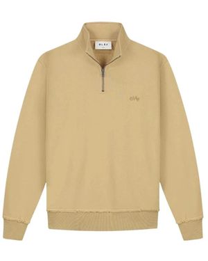 OLAF HUSSEIN Hoodies & Sweatvesten ,Katoen Signature Zip Mock - Naturel