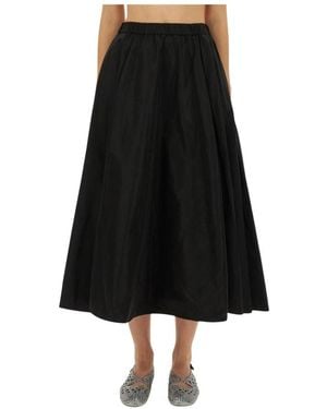 Aspesi Rokken ,Zwart ,Polyester Midi Rok Met Plooien