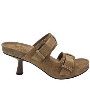 Ash Heeled Mules - Braun