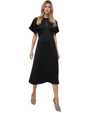 Michael Kors Kleedjes ,Zwart ,Polyester Crepe Stretch Ponte Midi Jurk
