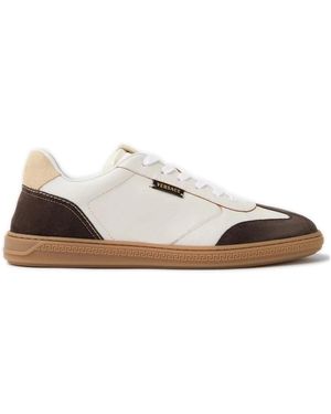 Versace Schoenen ,Veelkleurig ,Leer Lage Leren Sneakers - Naturel