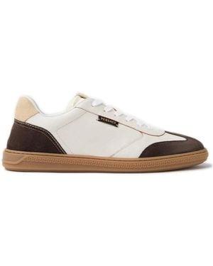 Versace Schoenen ,Veelkleurig ,Leer Lage Leren Sneakers - Naturel