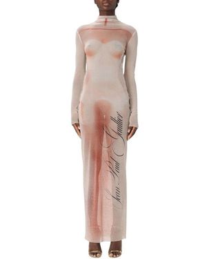 Jean Paul Gaultier Elegantes Ärmelloses Midi-Kleid Einzigartiges Design - Natur
