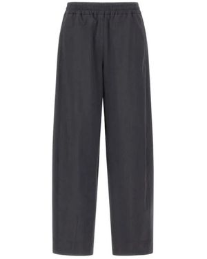 Herno Broeken ,Grijs ,Wol Elastische Taille Cropped Broek - Blauw