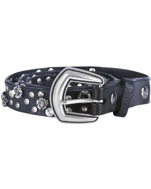 Campomaggi Leren Riem Met Studs En Strass - Zwart