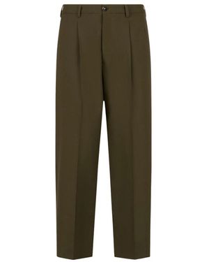 Marni Groene Wol Ruimvallende Broek