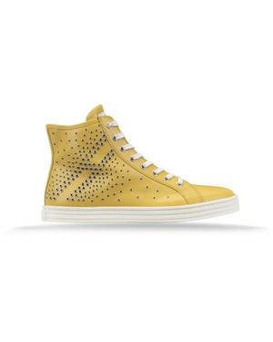 Hogan Hohe Leder-Sneakers Mit Silbernen Metall-Details - Gelb